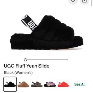 UGG Black Fuzzy Slides